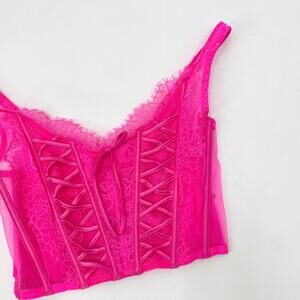 Victoria's Secret hot Pink Lace Up Corset NWT S-DD